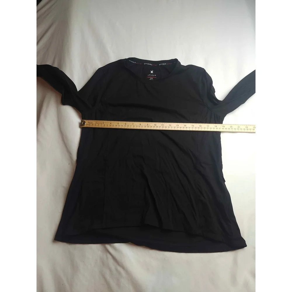 Spyder Active Mens XL Long Sleeve Performance Shirt Black Crew Neck Athletic Top